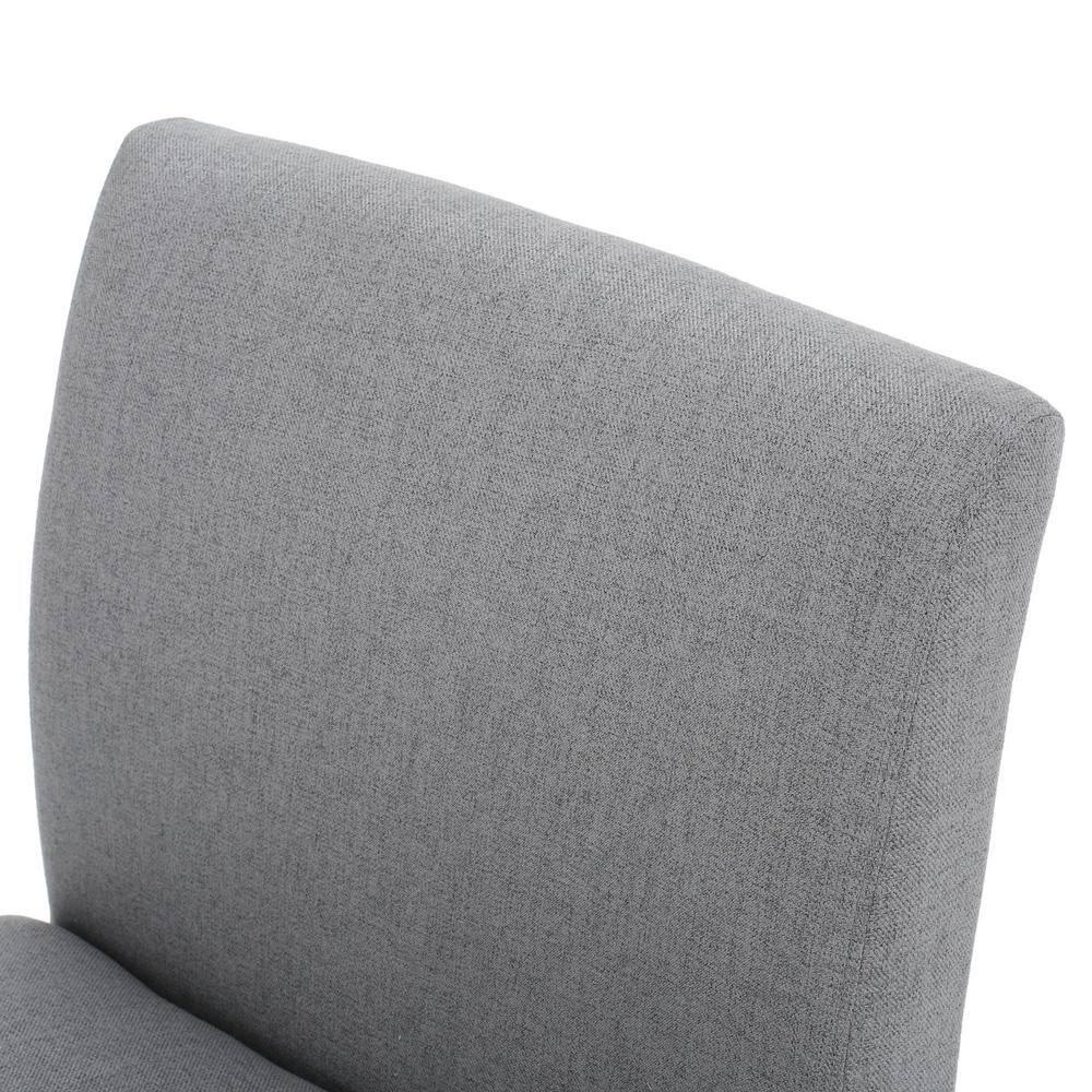 Modern Gray Fabric Armless Slipper Accent Chair with Wood Frame