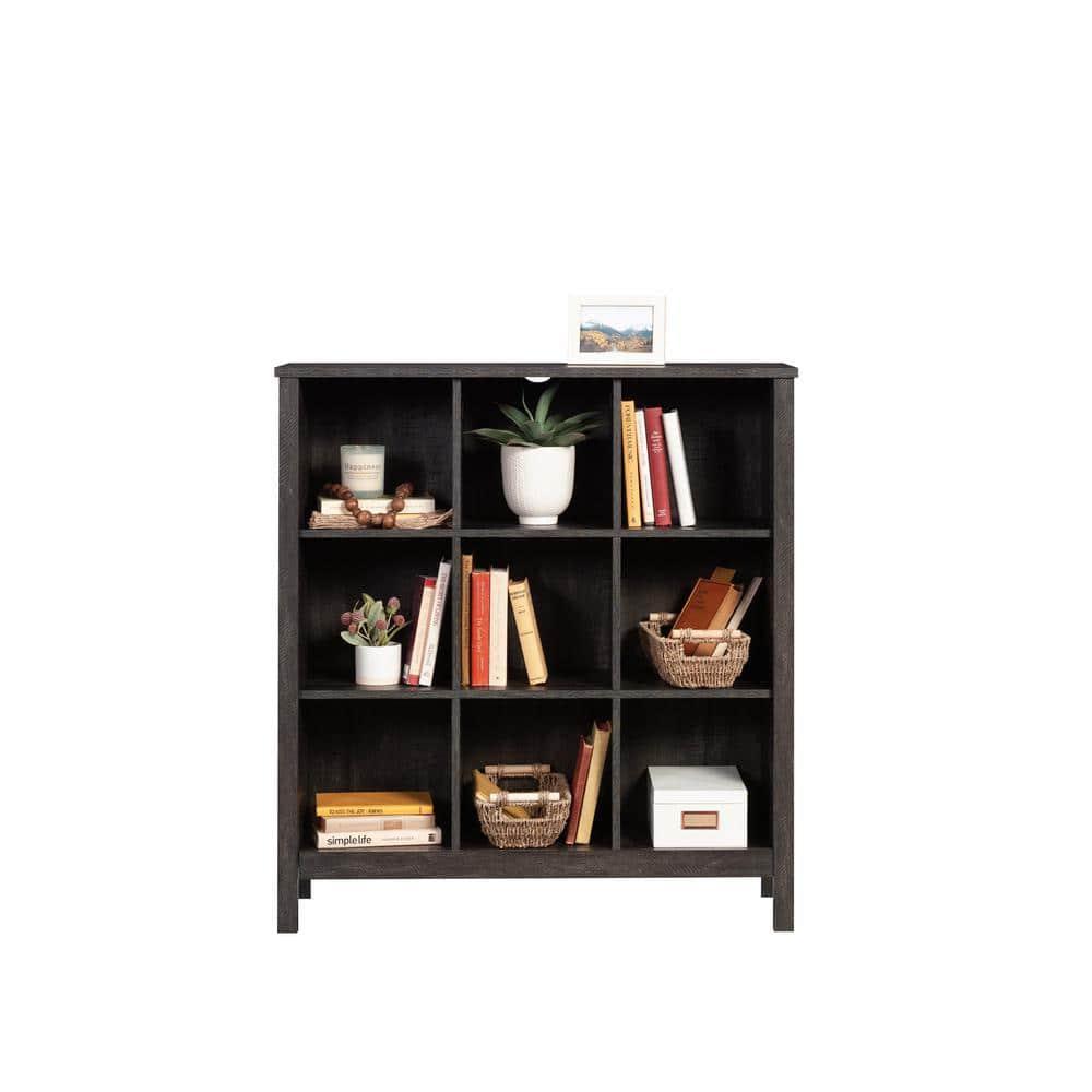 Sauder 41.85" 9 Cube Storage Bookcase Blade Walnut: Laminated Organizer, Transitional Style, MDF Construction