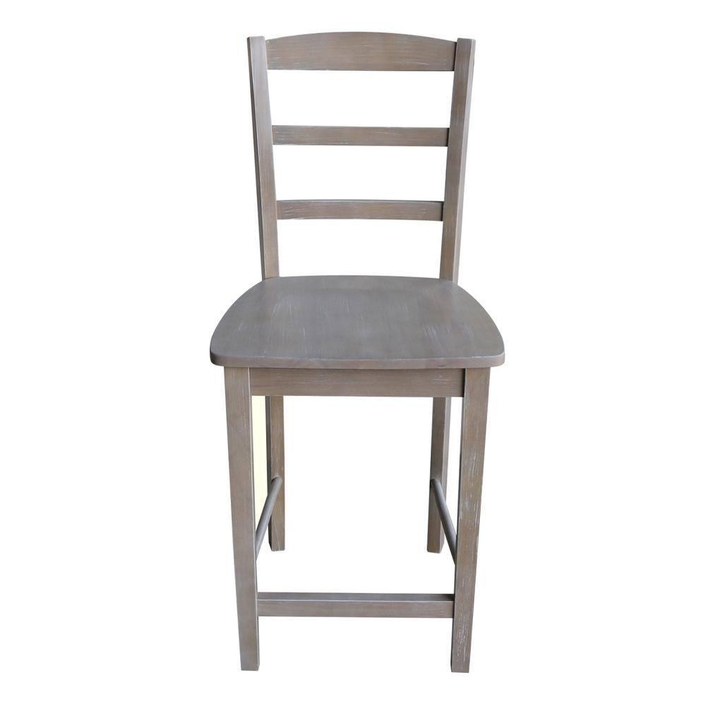 International Concepts 24" Madrid Counter Height Barstool Washed Gray/Taupe : Hardwood Ladder-Back, Spot Clean