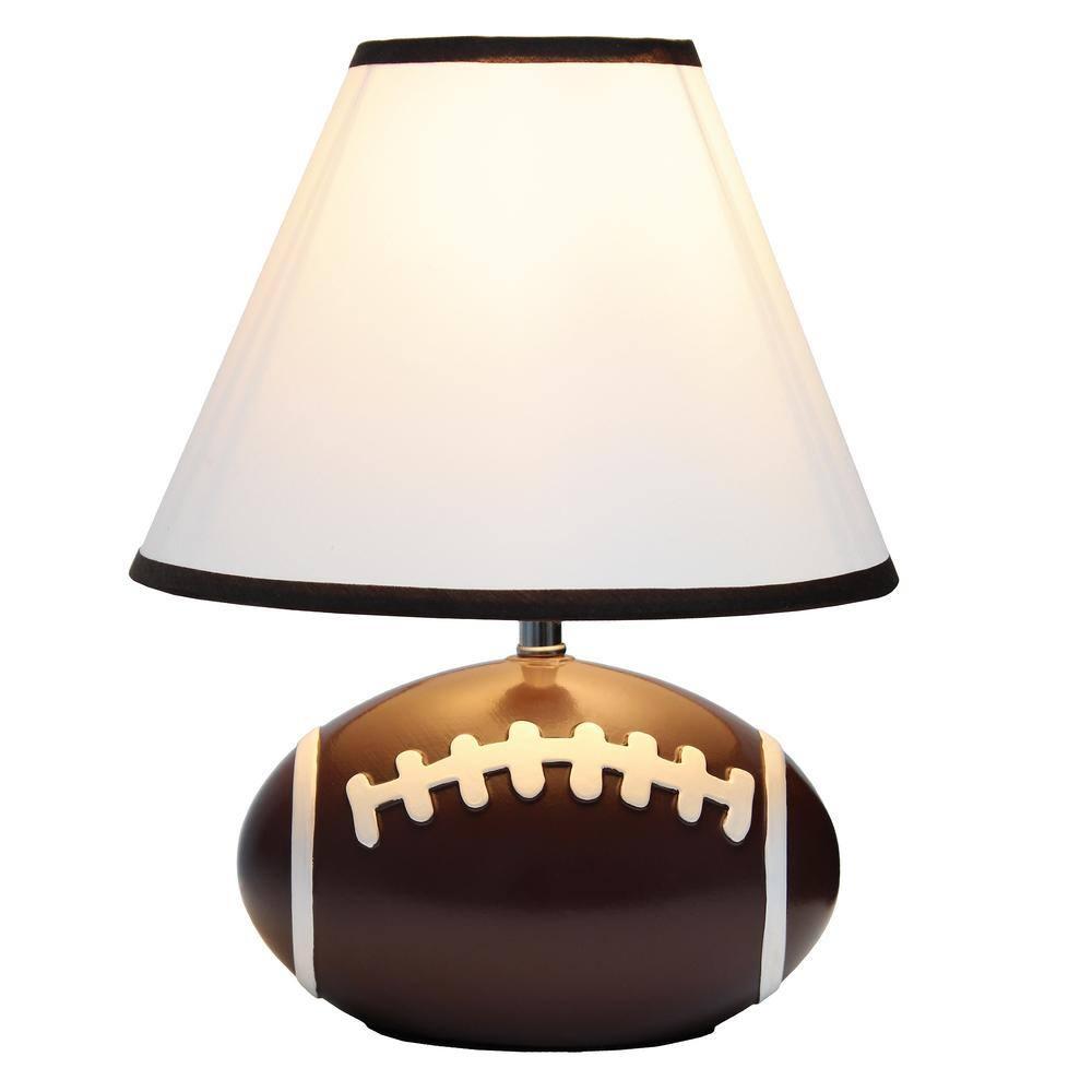 11.5" SportsLite Tall Athletic Sports Football Base Bedside Table Desk Lamp - Simple Designs: Ceramic Nightstand Lighting, ETL Listed