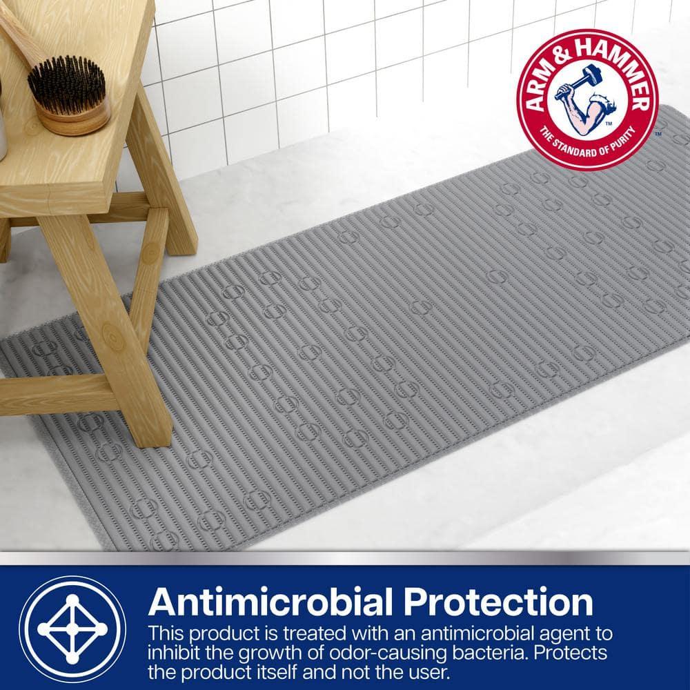 Arm & Hammer Comfort Touch Performance Foam Non-Slip Bath Mat for Showers and Tubs, 17 x 40, Grey
