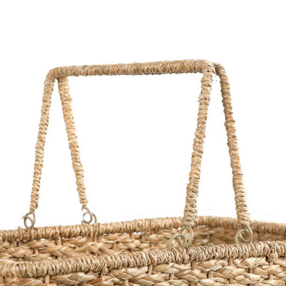 Creative Co-Op Woven & Natural Bangkuan Rope Stair Basket with Handles