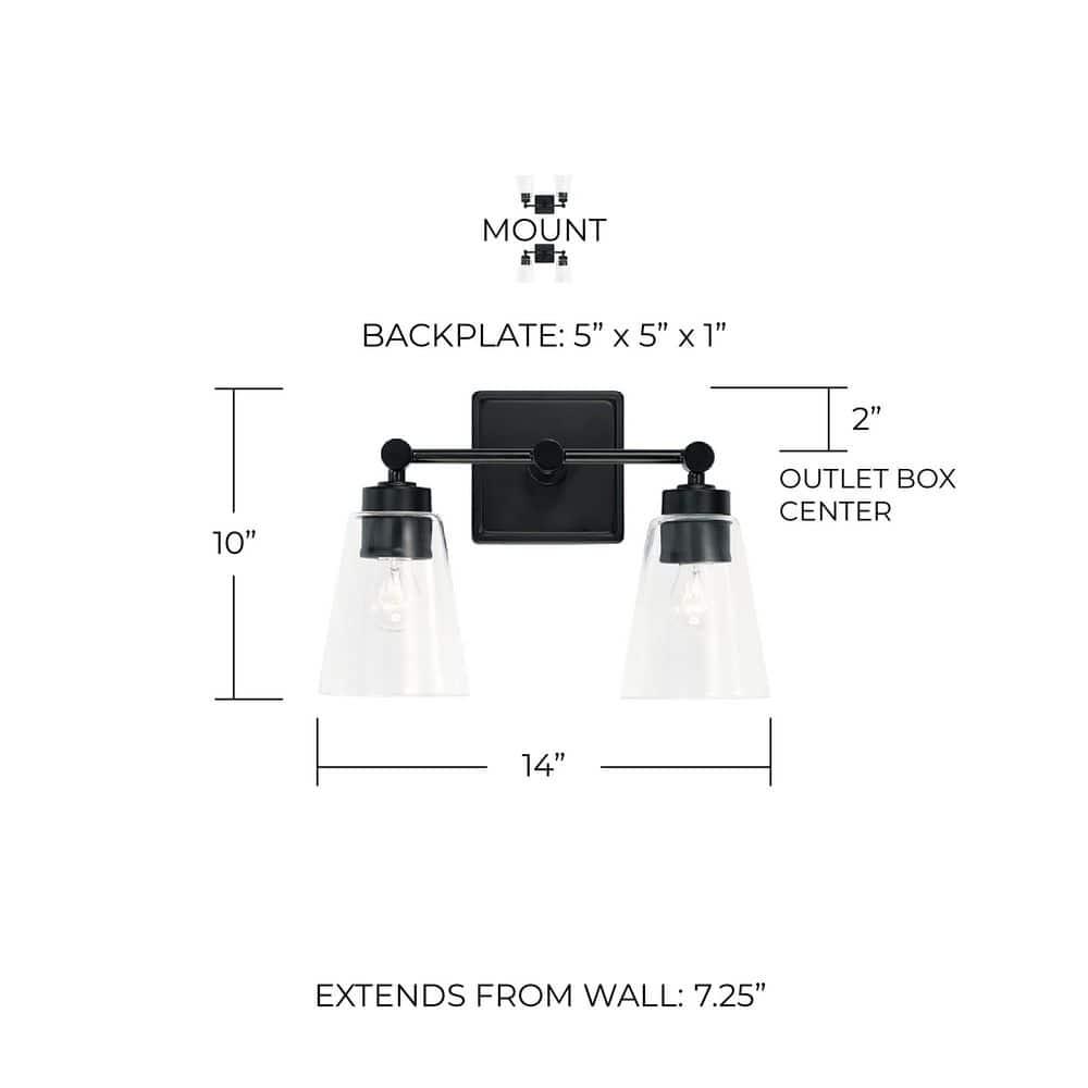 Capital Lighting Rory 2 - Light Vanity in  Matte Black