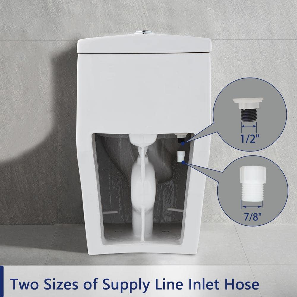 DeerValley Prism Dual-Flush Elongated One-Piece Toilet with Glazed Surface Lower Water Tank for Space Saving (Seat Included)