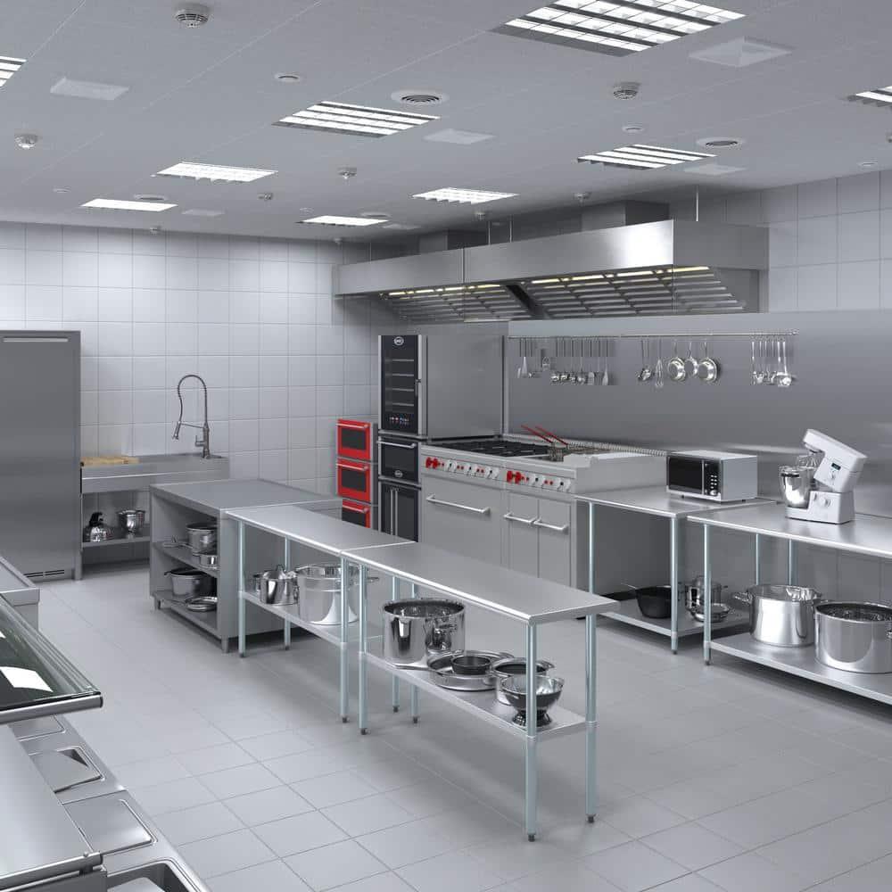 Amgood Stainless Steel Work Table with Undershelf. Metal Prep Table. NSF - Certified