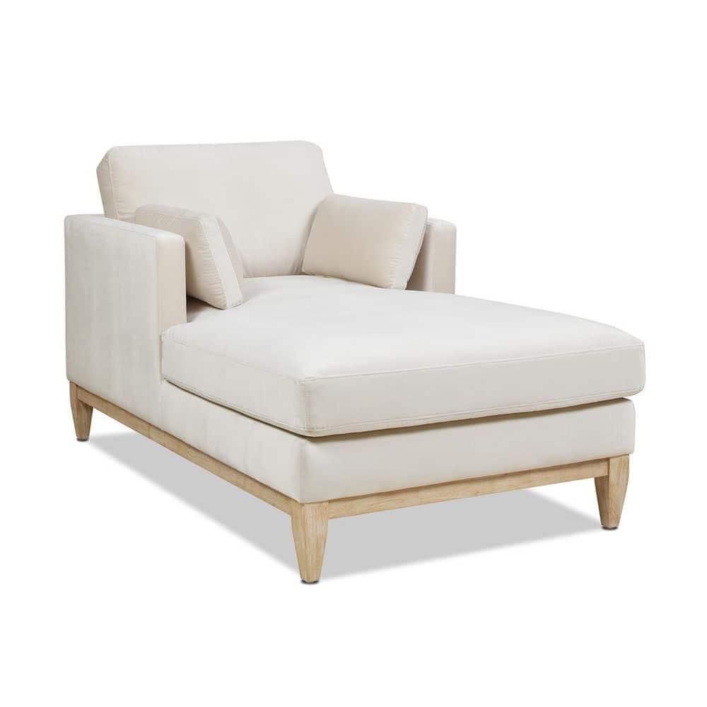 Jennifer Taylor Home Knox 65" Modern Farmhouse Performance Velvet Living Room Chaise Lounge Chair in French Beige