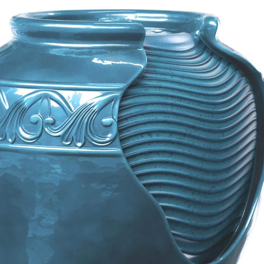Teamson Home 16.93" Outdoor Glazed Pot Water Fountain