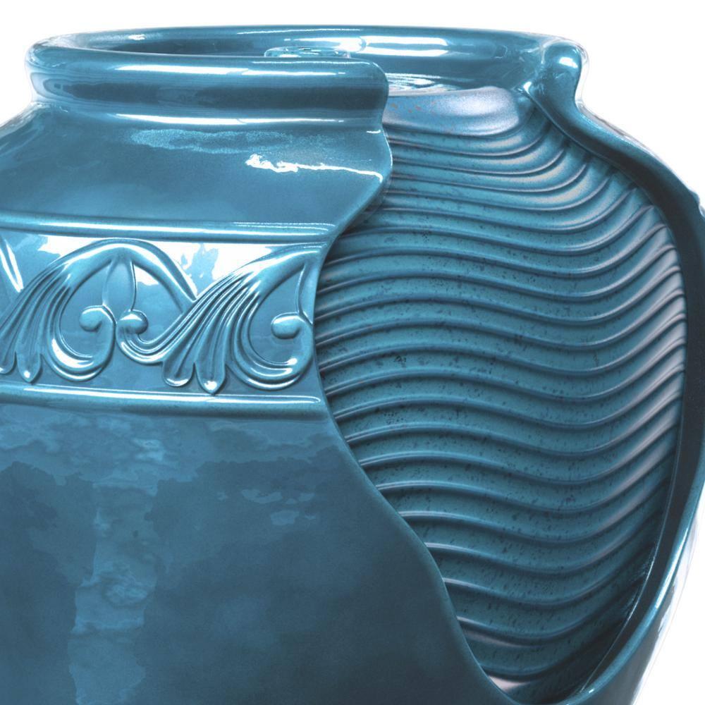 Teamson Home 16.93" Outdoor Glazed Pot Water Fountain
