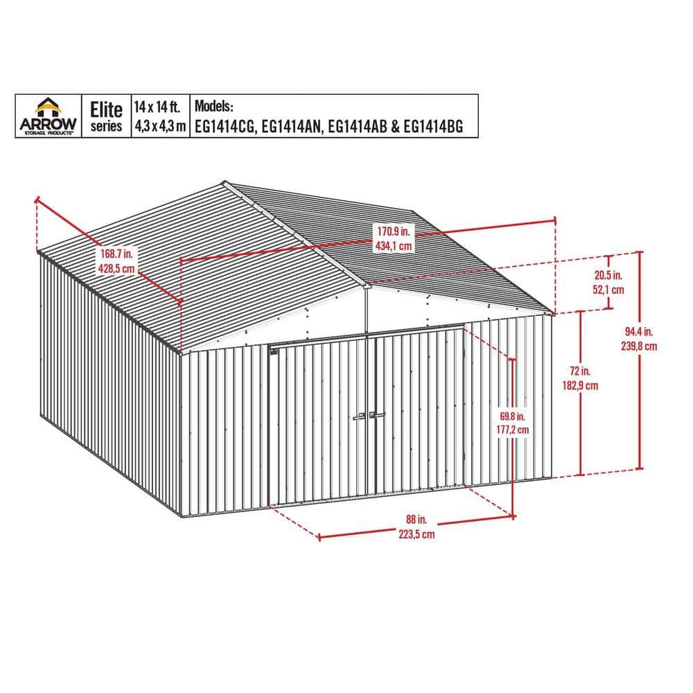 Elite 14 ft. W x 14 ft. D Metal Storage Shed