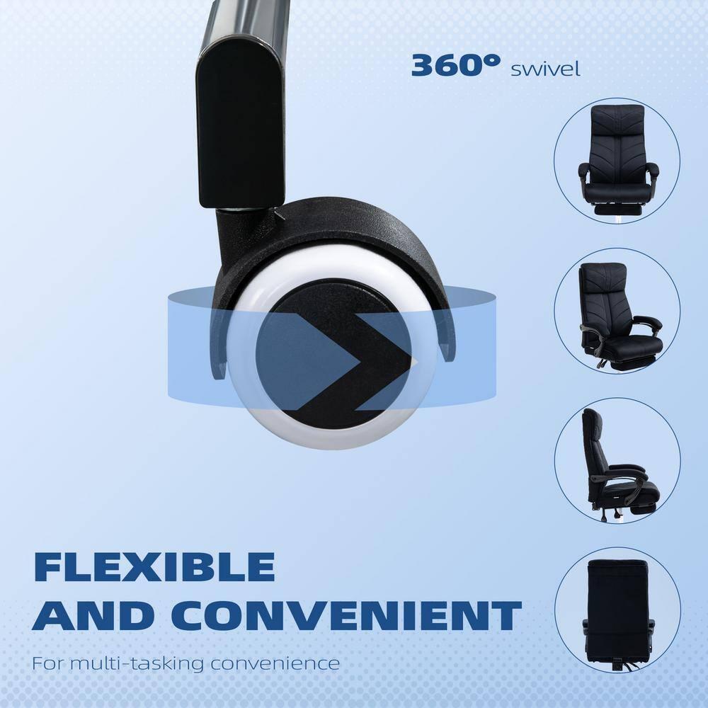 Vinsetto High-Back Ergonomic Office Chair with Footrest, Microfiber Computer Chair with Reclining Function and Armrest, Executive Office Chair, Black