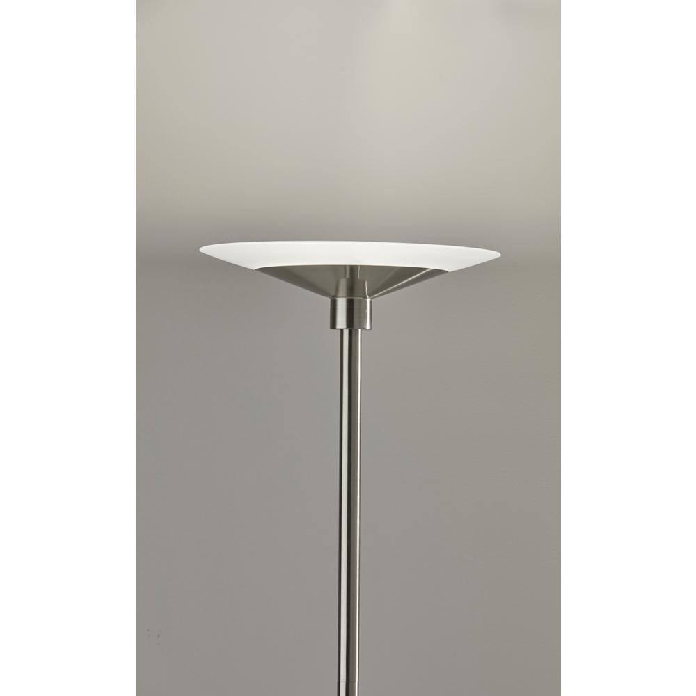 Adesso Solar Torchiere (Includes LED Light Bulb) Silver: Modern Touch Sensor, Dimmable Glass Shade, ETL Listed