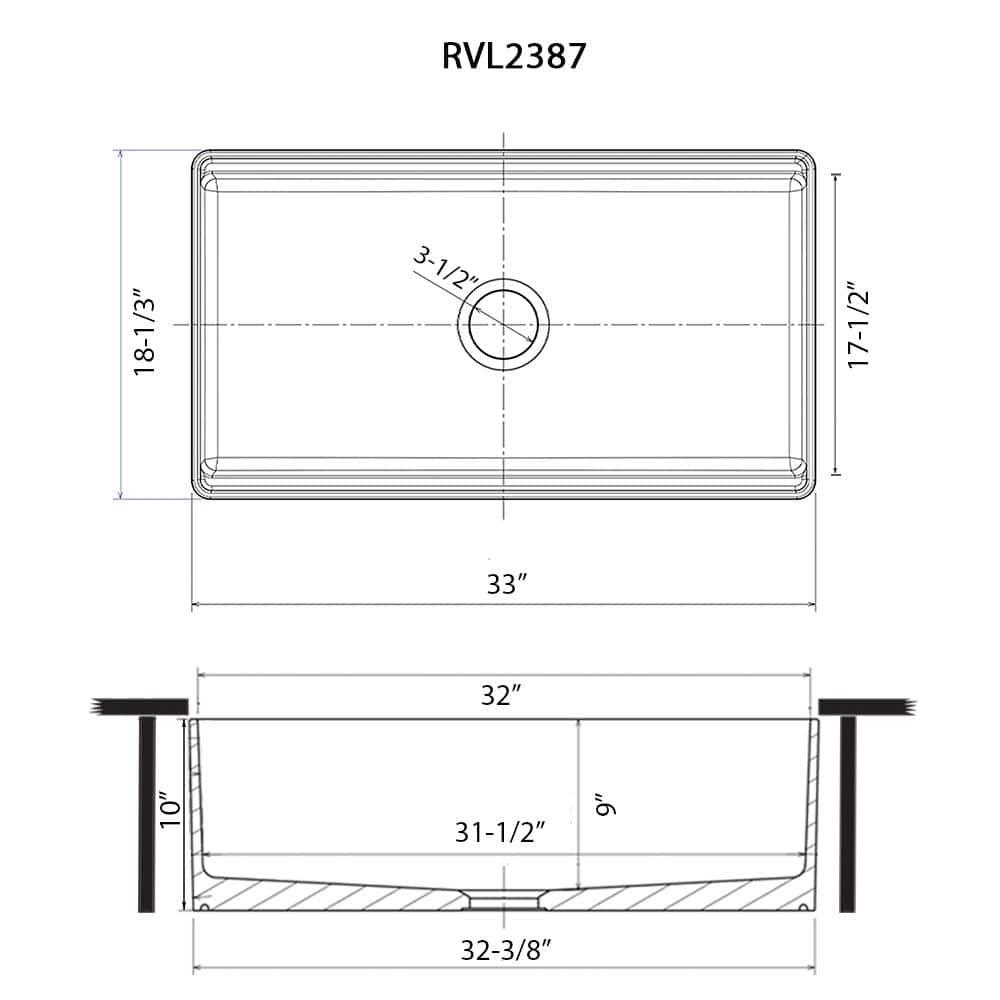 Ruvati 33 inch Fireclay Workstation Farmhouse Kitchen Sink Apron Front Single Bowl
