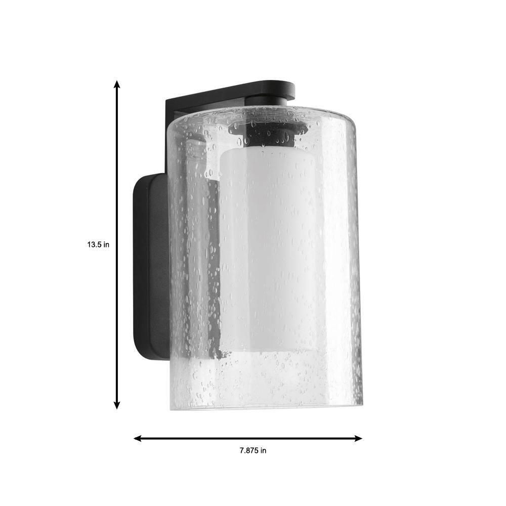 Progress Lighting Compel 1-Light Outdoor Wall Lantern, Black, Seeded Glass Shade