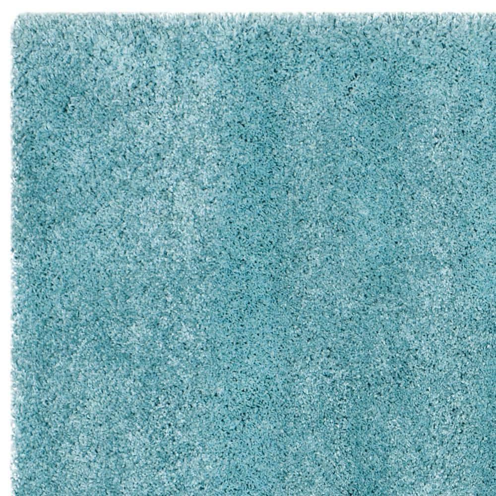 SAFAVIEH Milan Harlow Solid Plush Shag Area Rug, Aqua Blue, 10' x 10' Square