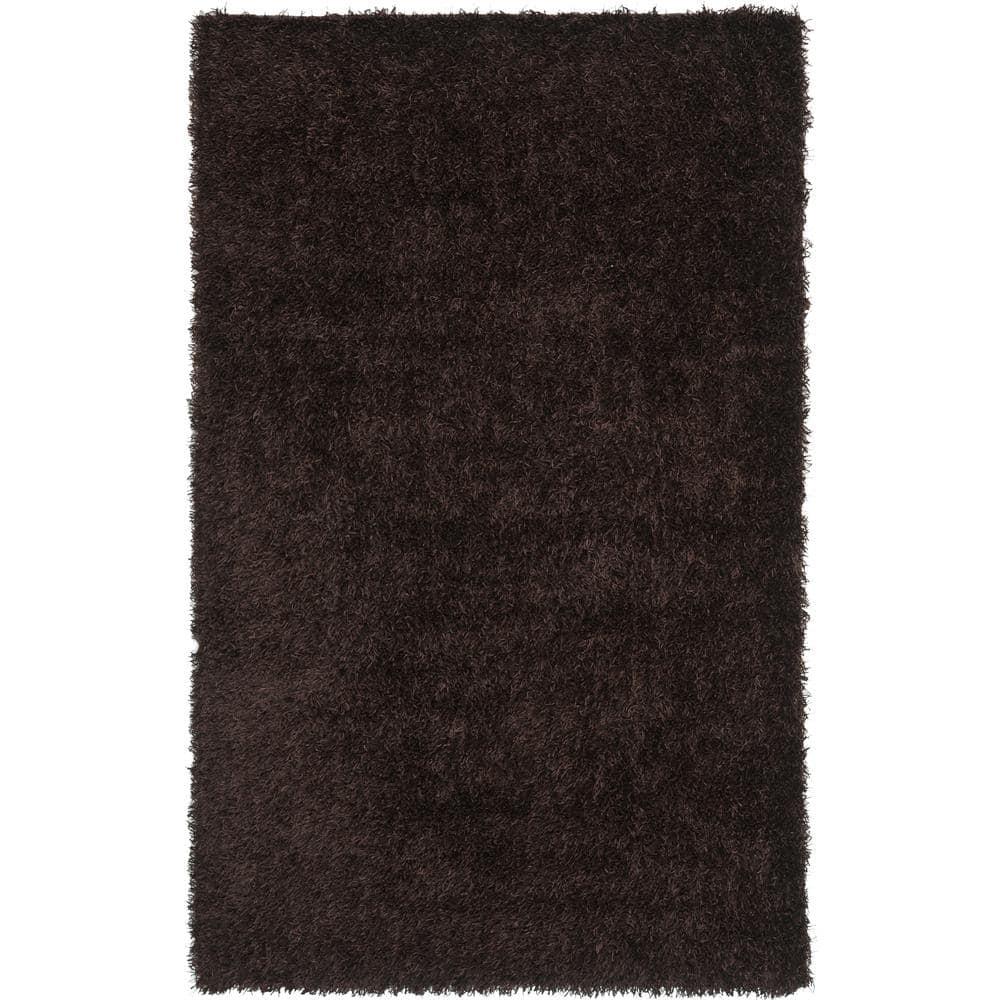 SAFAVIEH New Orleans Darius Solid Polyester Shag Area Rug, Chocolate, 8' x 10'