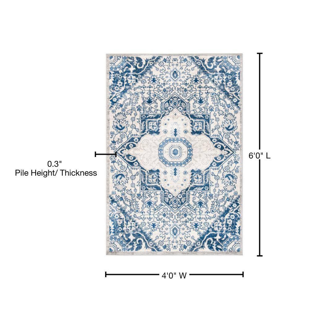 Brentwood BNT816 Power Loomed Indoor Area Rug - Cream/Blue - 4'x6' - Safavieh
