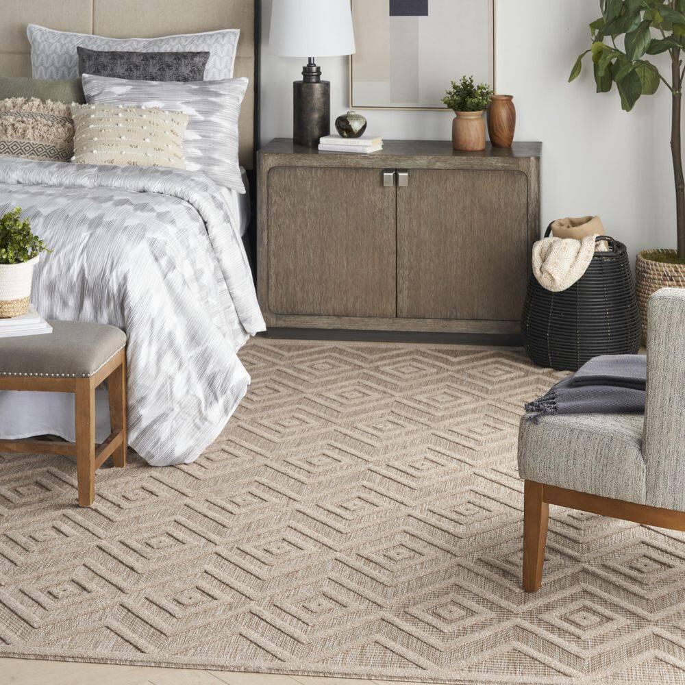 Nourison Versatile 9' x 12' Natural Beige Modern Indoor/Outdoor Rug