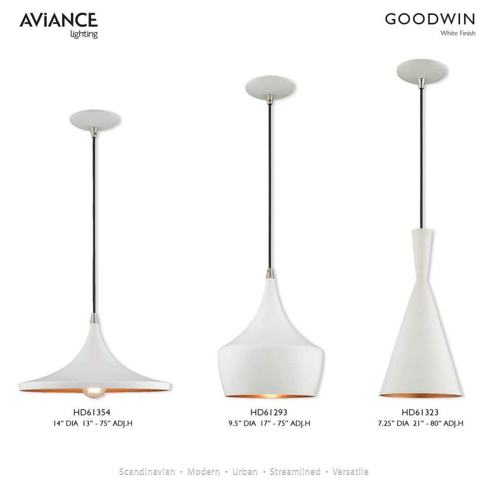 Livex Lighting Metal Shade 1 - Light Chandelier in  White