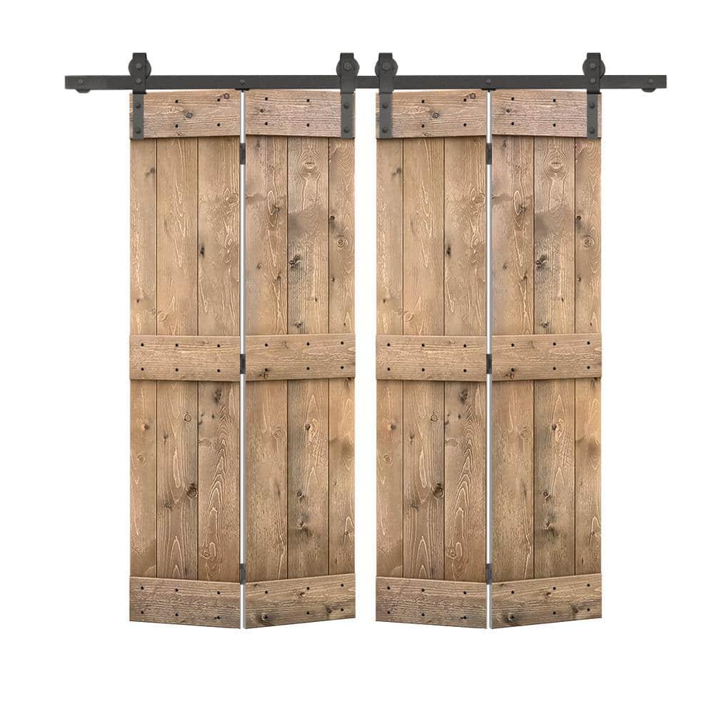 Calhome 84'' Solid Wood Barn Doors Painted Bi-Fold Door