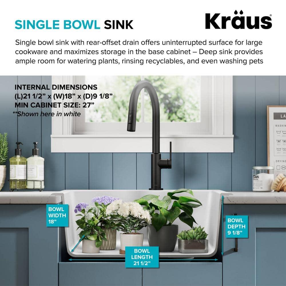 KRAUS Quarza™ 25" L Dual Mount Single Bowl Granite Kitchen Sink