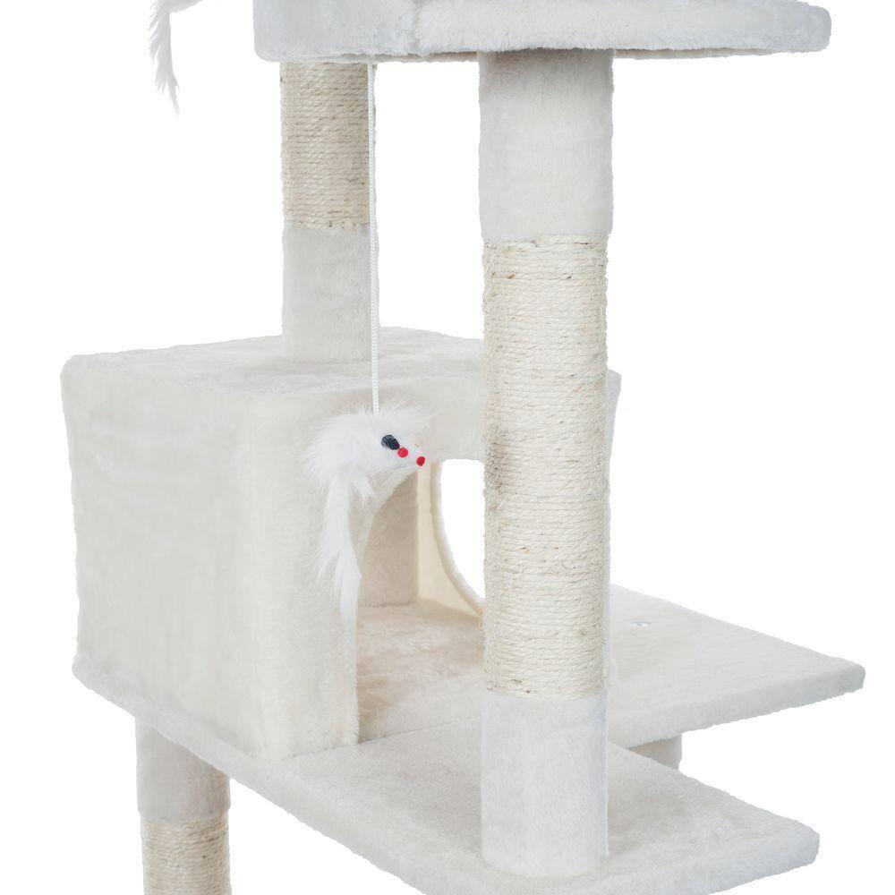 PetMaker 6 Foot Cat Tree with Scratch Posts in Ivory