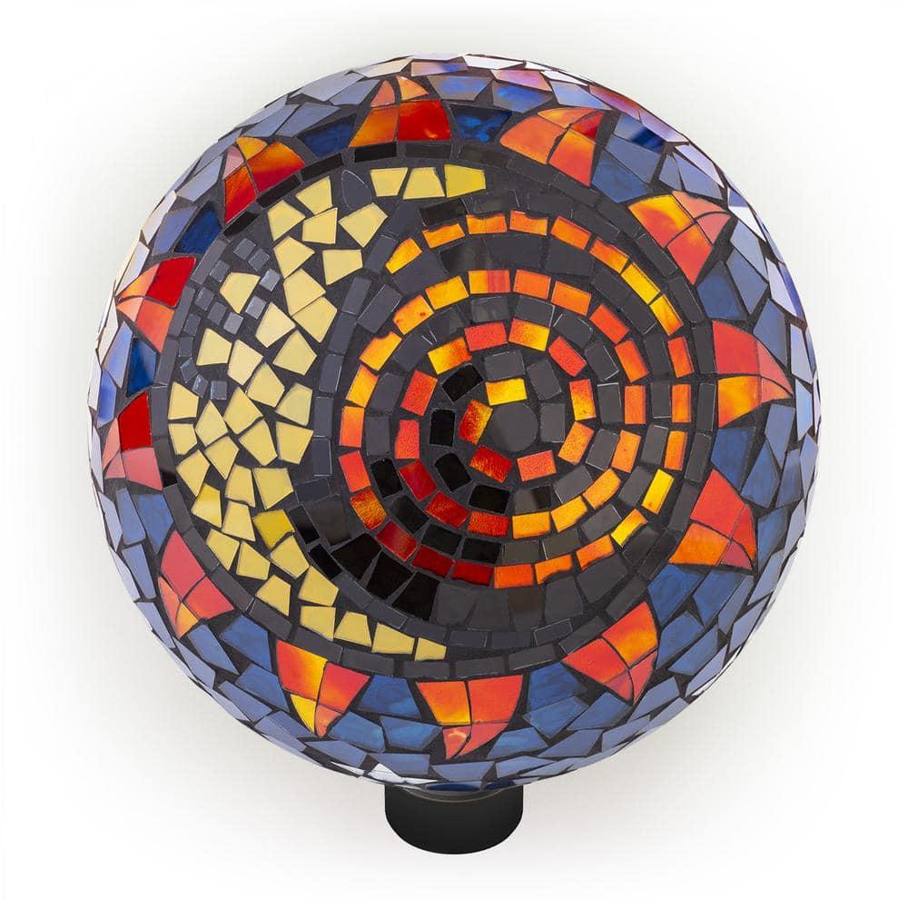 Alpine Corporation 10" Glass Mosaic Sun and Moon Gazing Globe, Multicolor