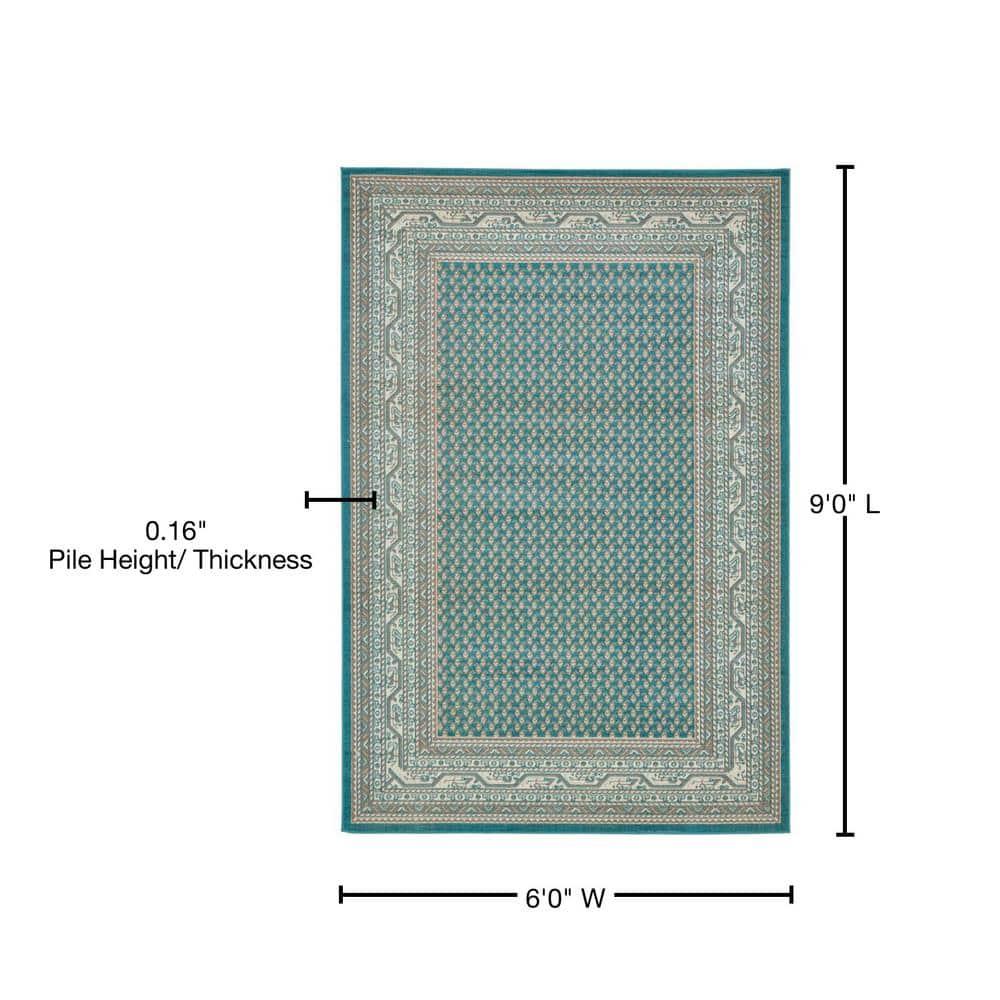 Williamsburg Allover Teal 6' 0 x 9' 0 Area Rug