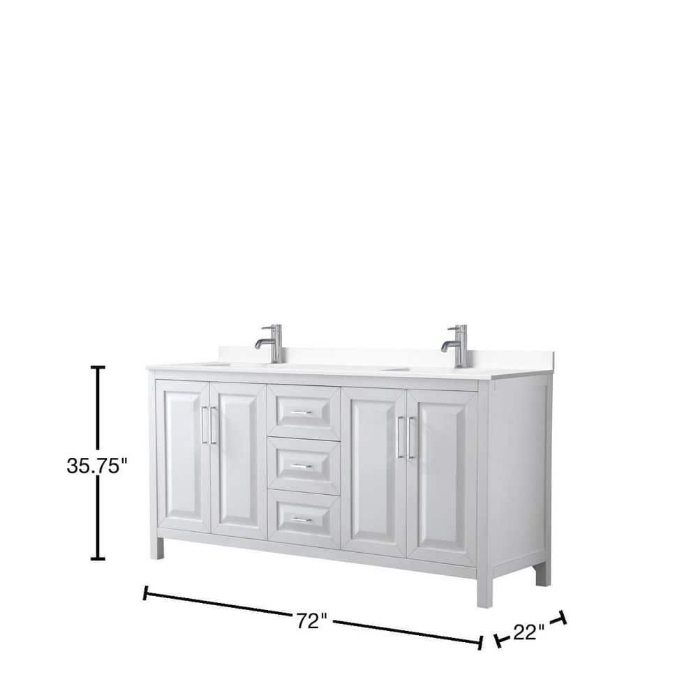Wyndham Collection Daria 72'' Double Bathroom Vanity with Carrara Marble Top
