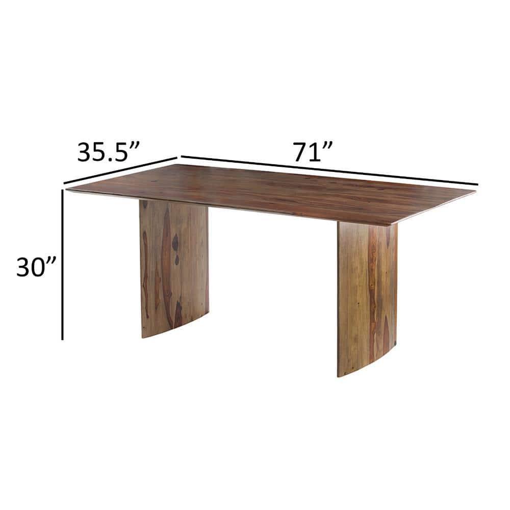 Benjara BM311983 71 in. Dice Rectangular Top Dining Table, Brown