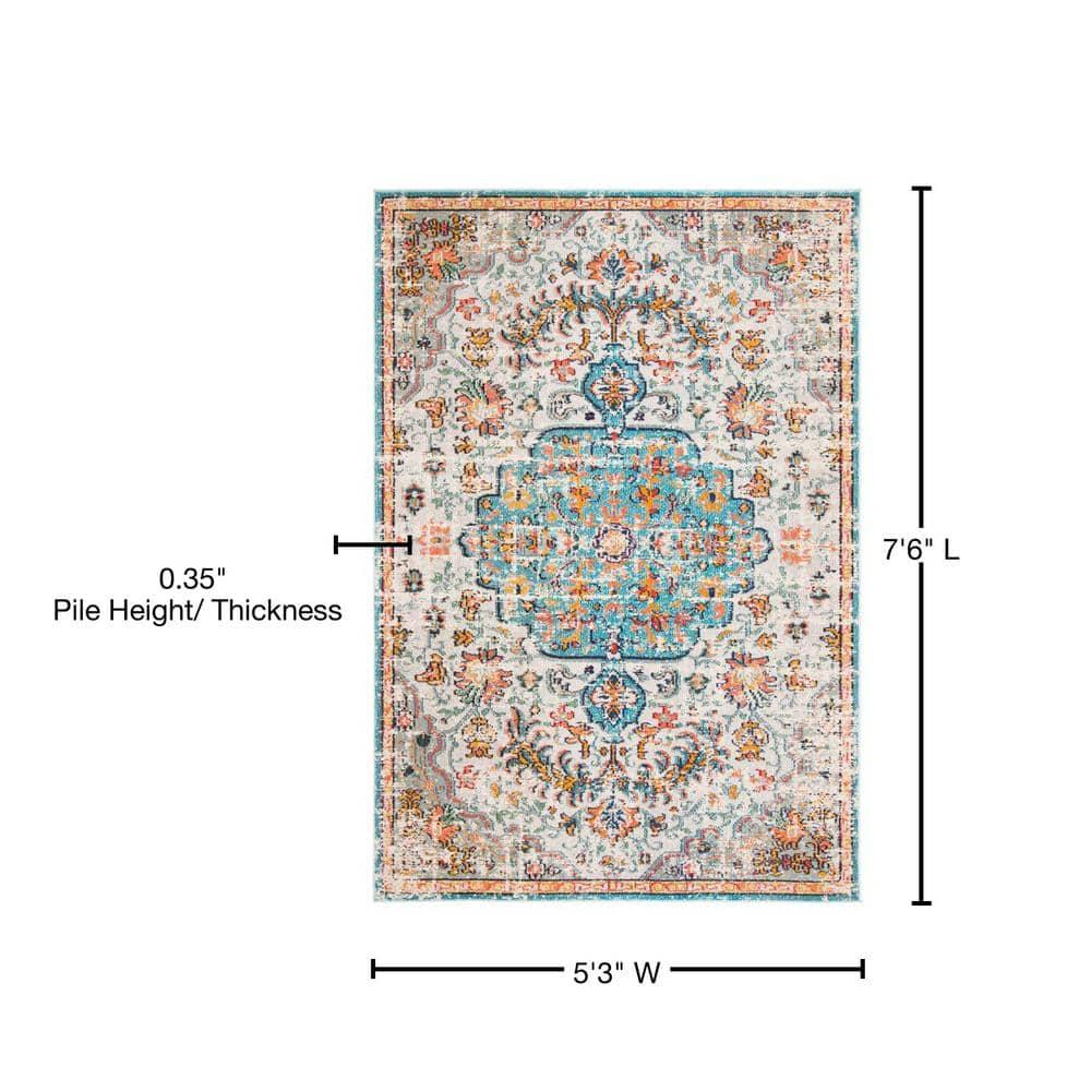 Madison MAD447 Power Loomed Indoor Area Rug - Grey/Light Blue - 5'3"x7'6" - Safavieh