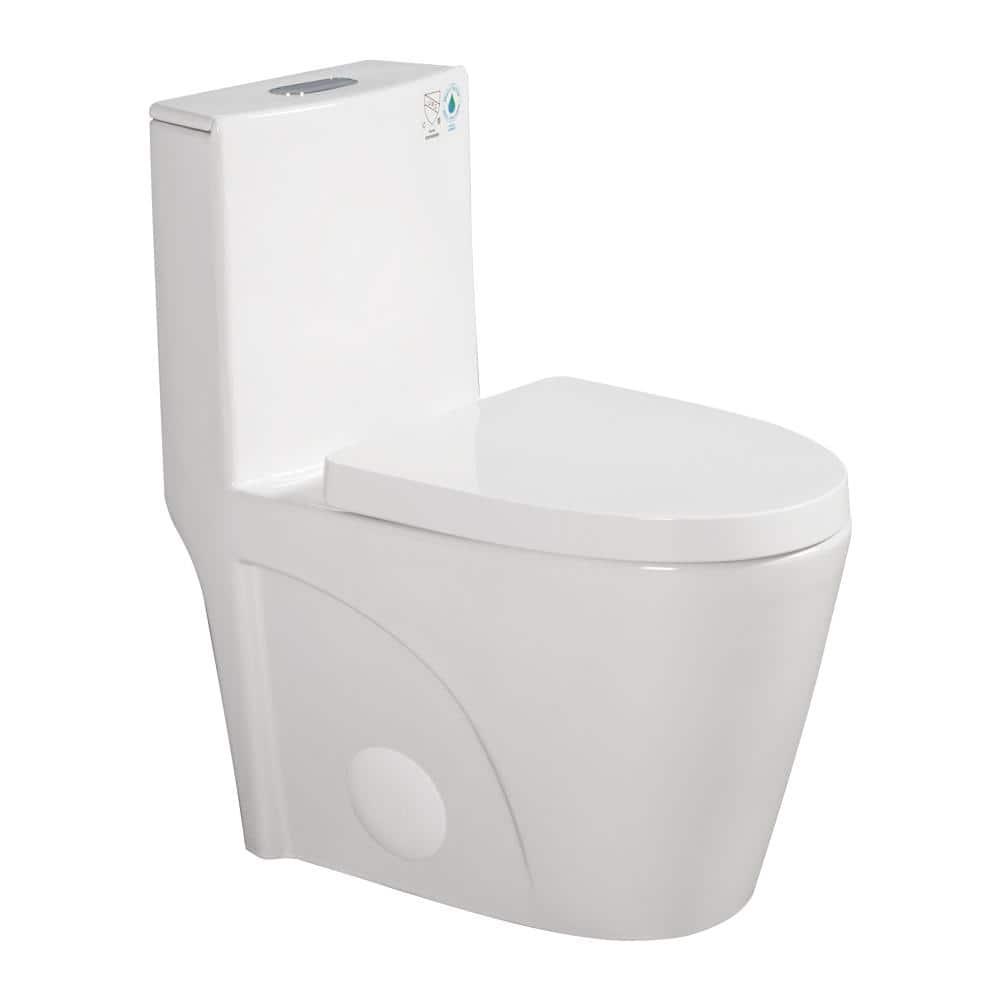 One-Piece Toilet, 1.1/1.60 GPF Water-Efficient Dual-Flush Elongated Comfort Height Floor Mounted, Standard-Size Toilet With Soft Closing Seat Included