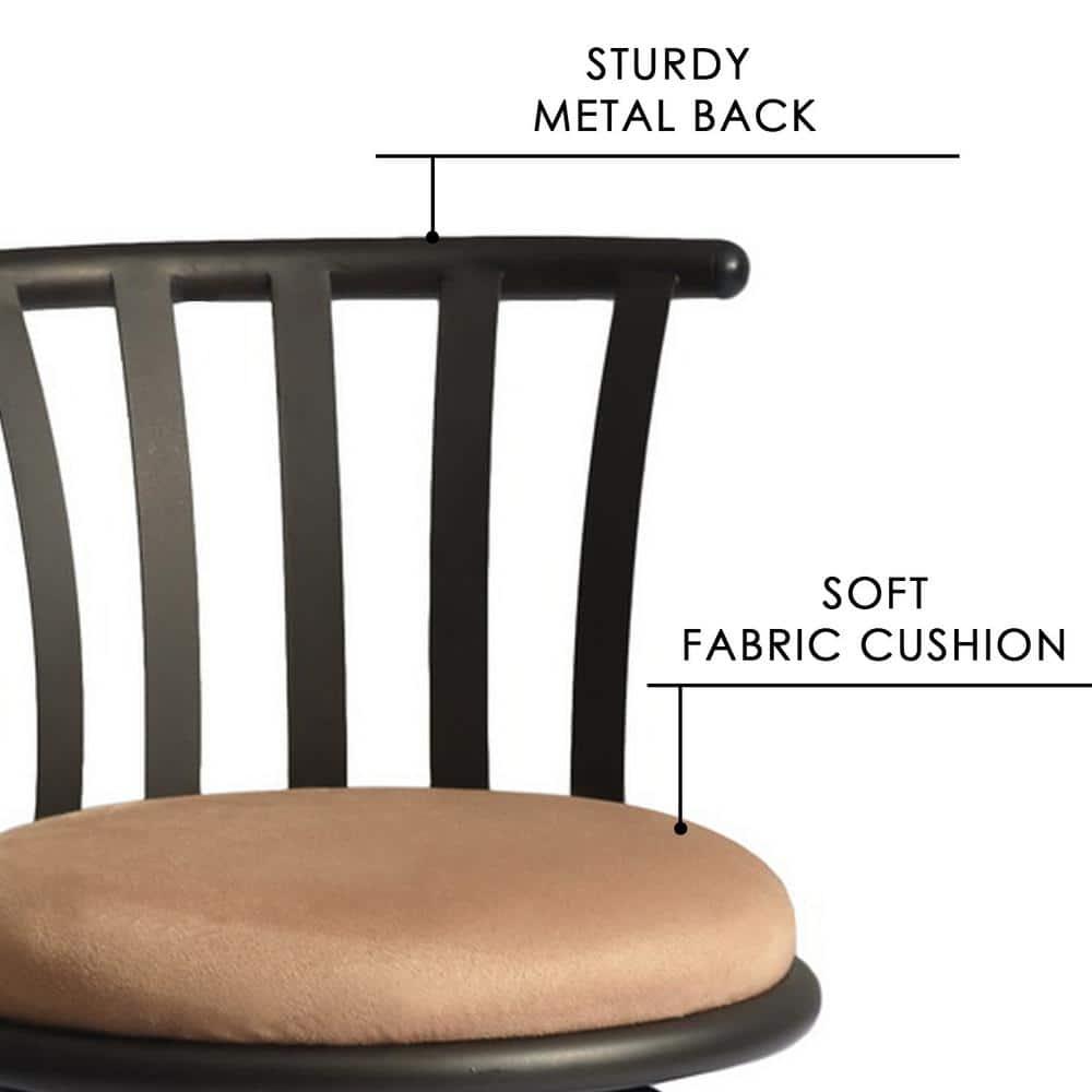 Camel Brown Metal Swivel Bar Stool with Microsuede Seat