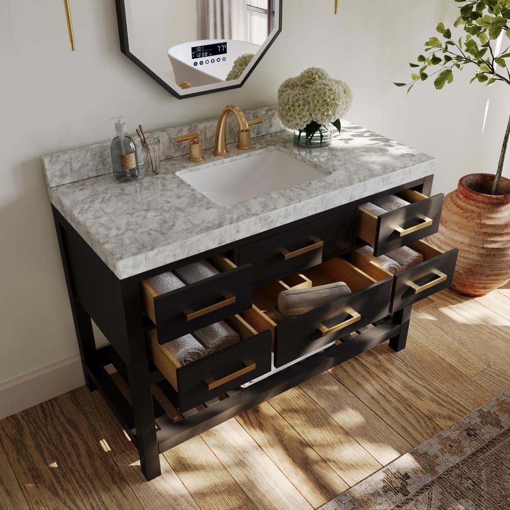 Ancerre Designs Elizabeth 48" Wood Bathroom Vanity Set in Black Onyx