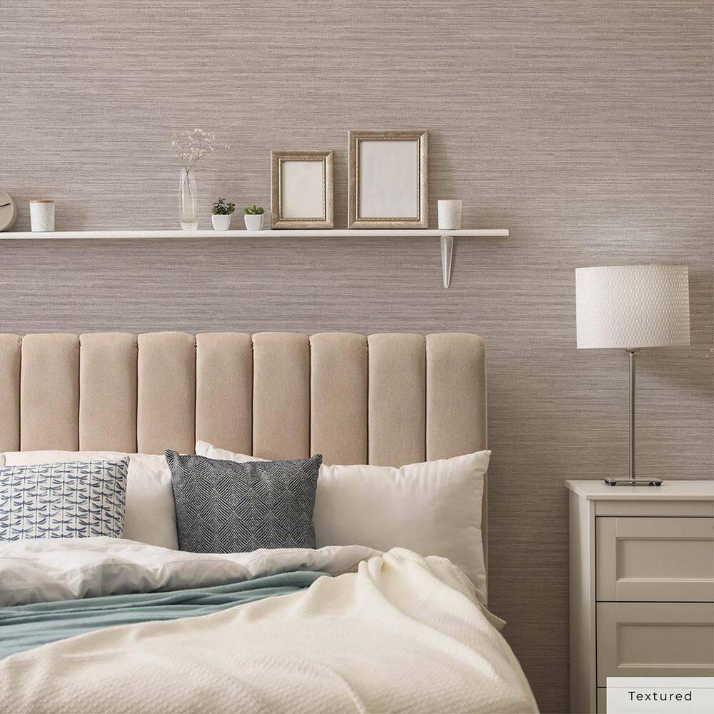 Tempaper & Co. Faux Horizontal Grasscloth Removable Peel and Stick Wallpaper, Textured Pewter, 56 sq. ft.: Vinyl, Prepasted