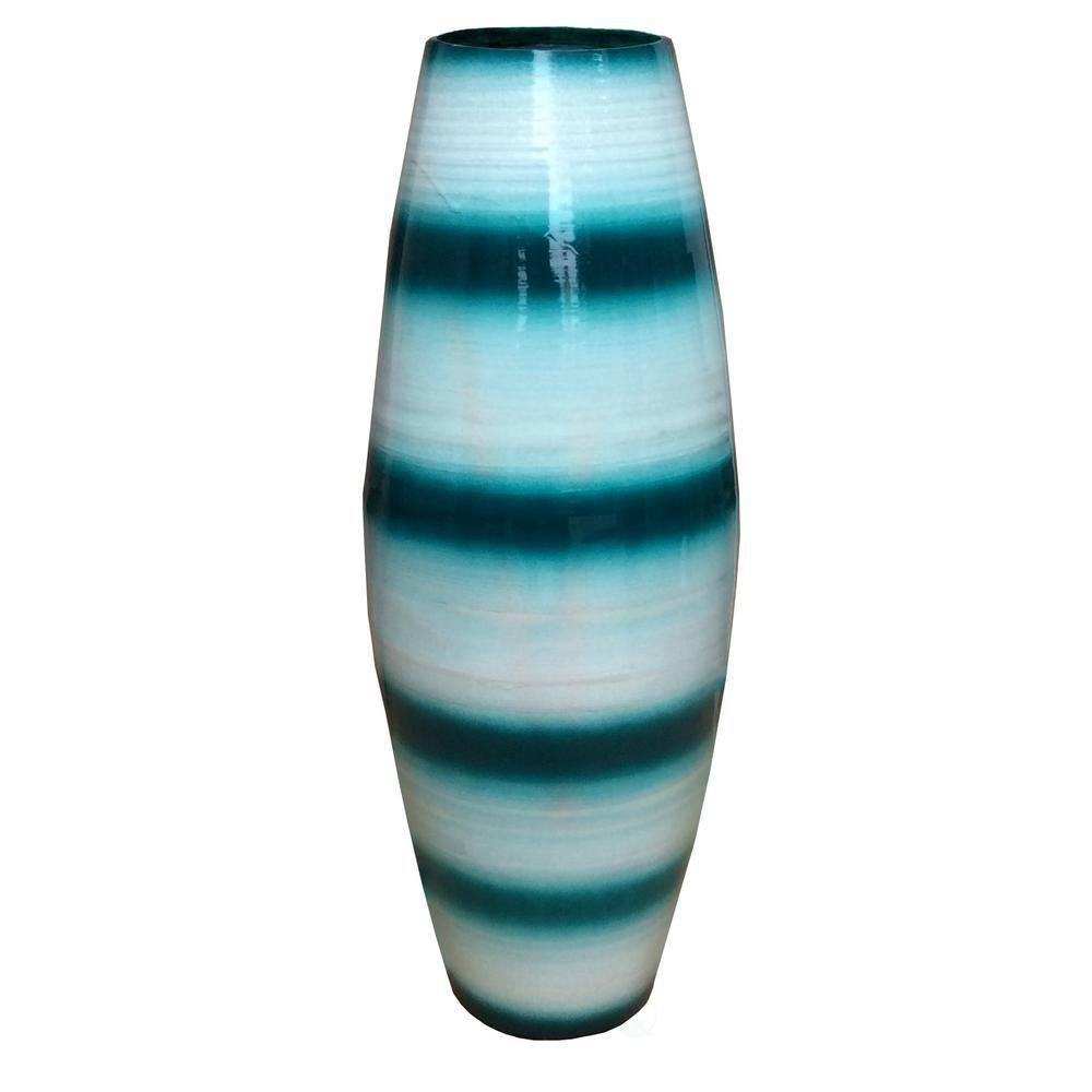 Uniquewise Bamboo Cylinder Floor Vase  - Handcrafted Tall Decorative Vase - Ideal for Dining Room, Living Room, 16.5 Inch, Blue