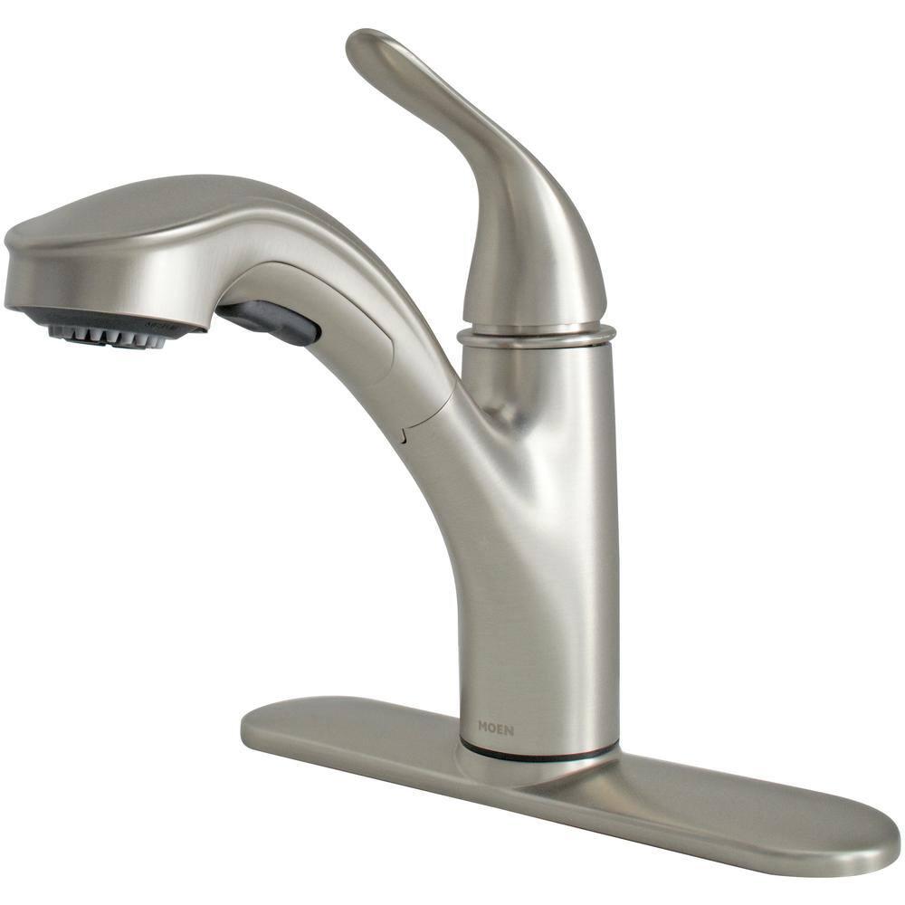MOEN Brecklyn Single-Handle Pull-Out Sprayer Kitchen Faucet with Power Clean in Spot Resist Stainless