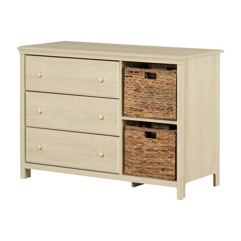 Cotton Candy 3-Drawer Dresser with Storage Baskets