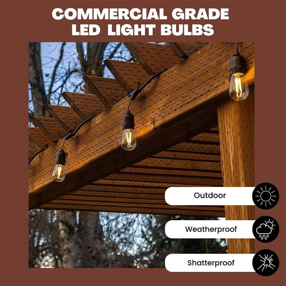 NorbSTRING 2W AC LED Replacement Bulbs for Plug-in String Lights - Warm Candlelight Glow, E26 Standard Base, Shatterproof, Energy-Efficient – Outdoor Weatherproof S14 Bulbs (10-Pack)