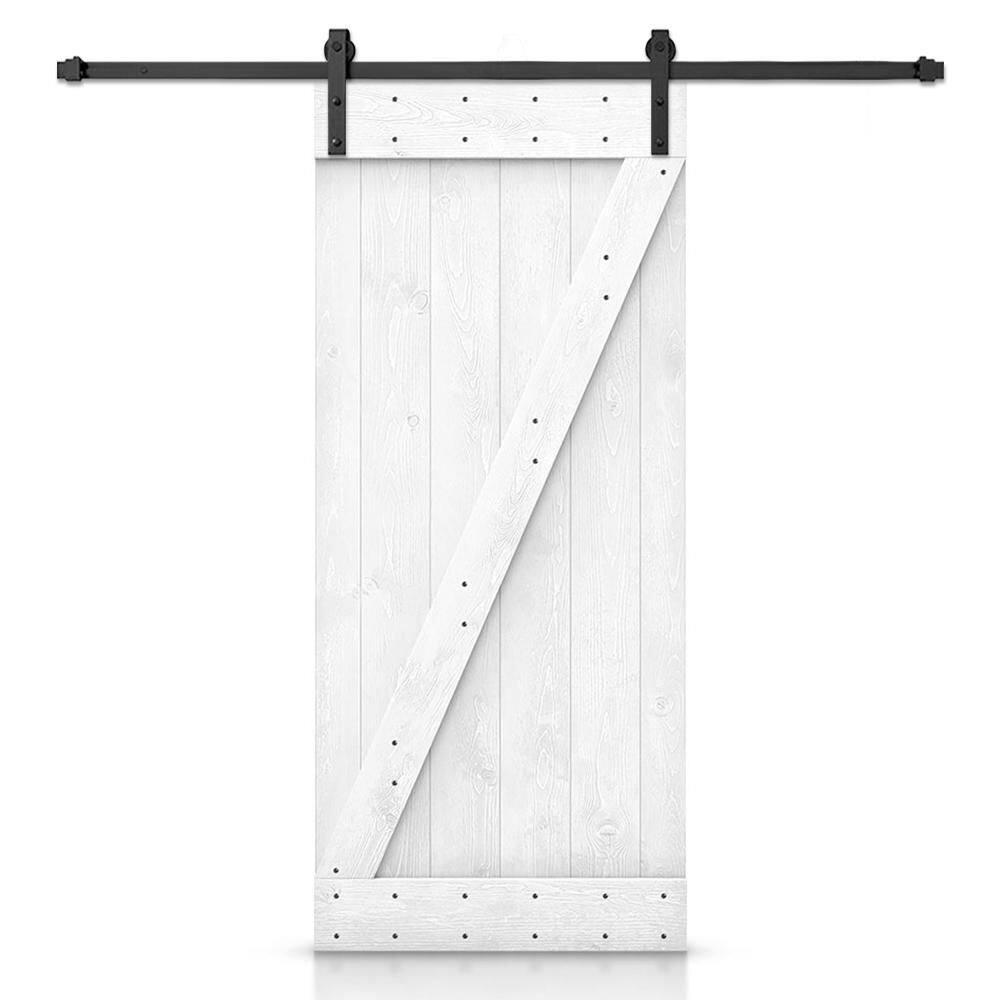 Calhome 84'' Solid Wood Paneled Painted with Installation Hardware Kit Barn Door