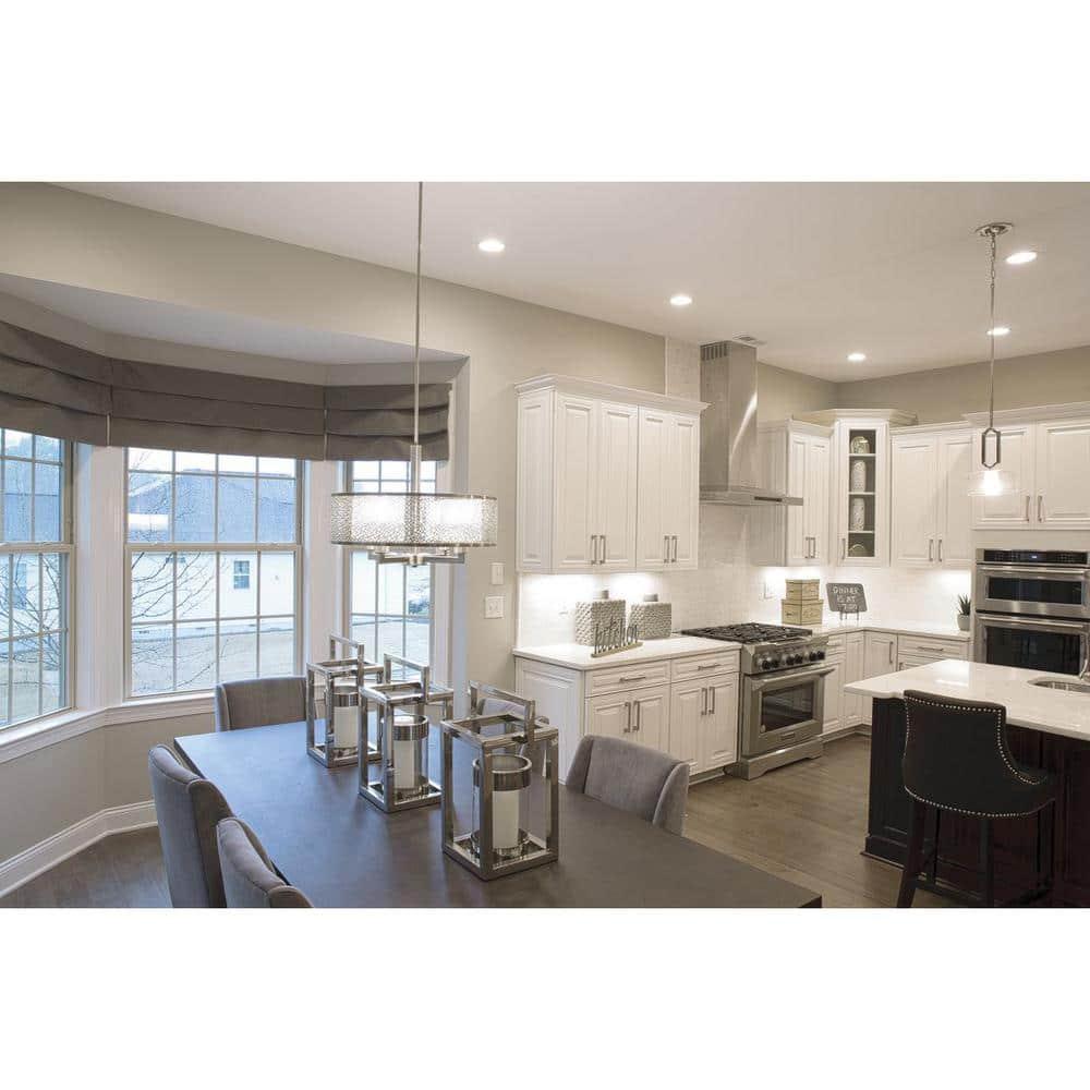 Progress Lighting Mingle 4-Light Pendant, Brushed Nickel, Etched Parchment Glass Shade