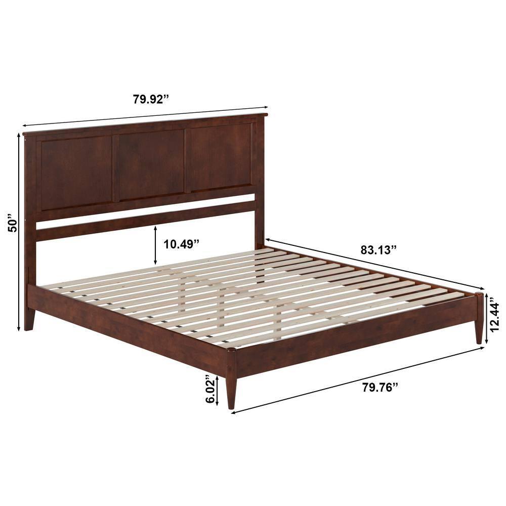AFI Charlotte King Solid Wood Low Profile Platform Bed, Walnut