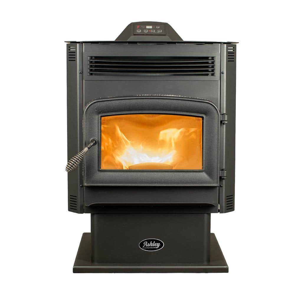 Ashley Black Steel Medium Pedestal Wood Pellet Stove