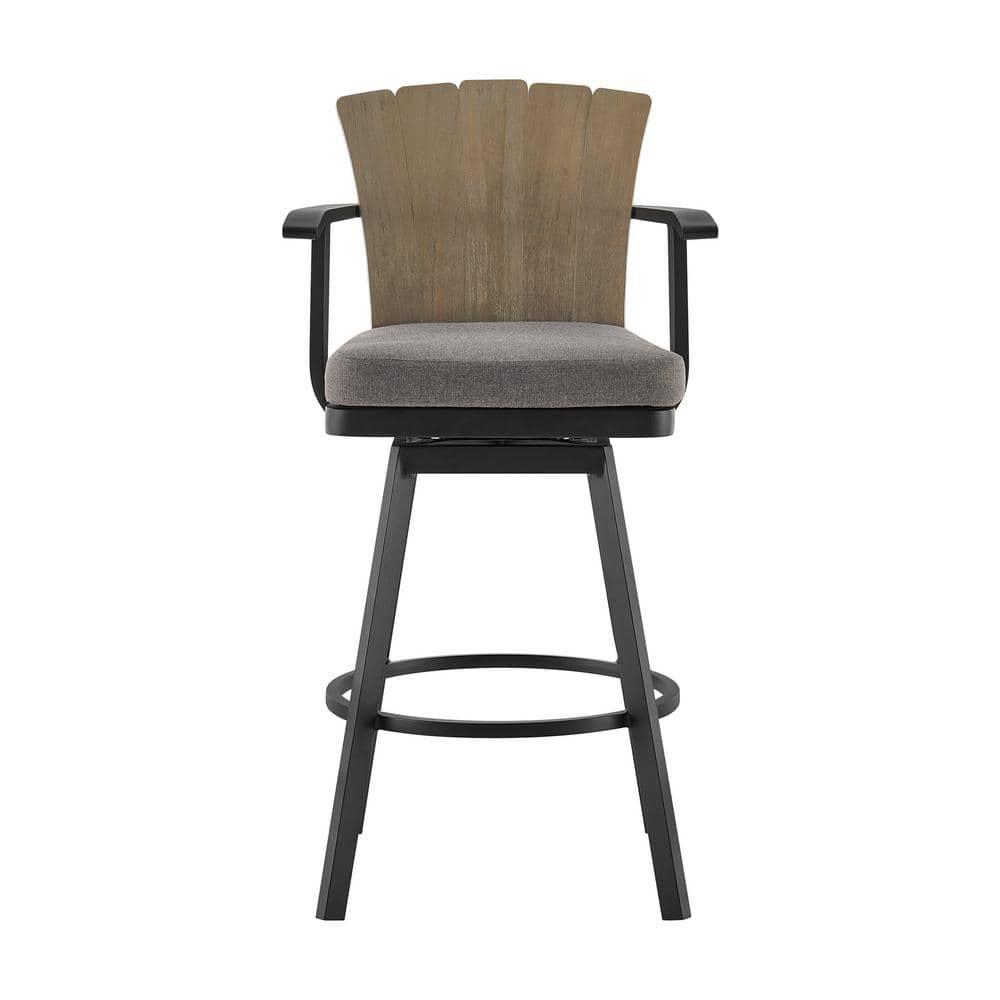 Javin Swivel Outdoor Metal Counter or Bar Height Bar Stool with Cushion