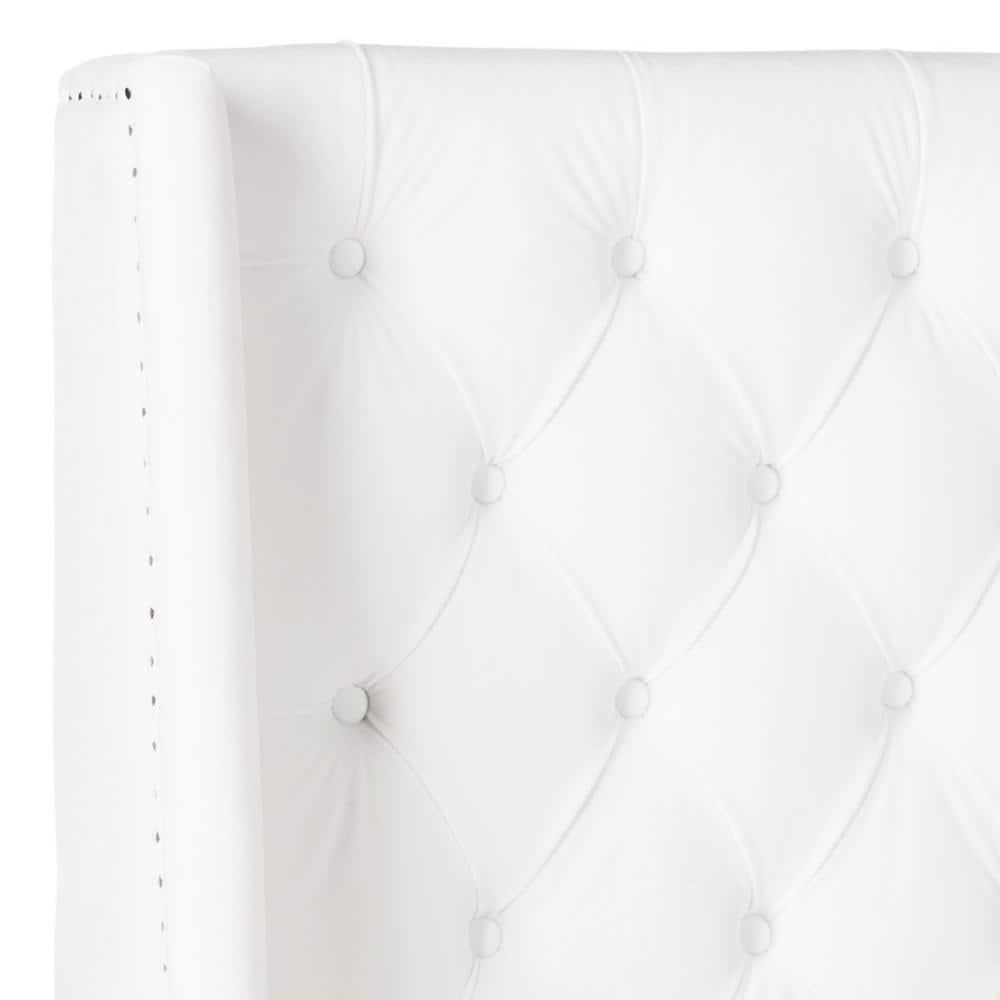 SAFAVIEH London Retro Winged Tufted Headboard with Flat Nail Heads, Queen, White