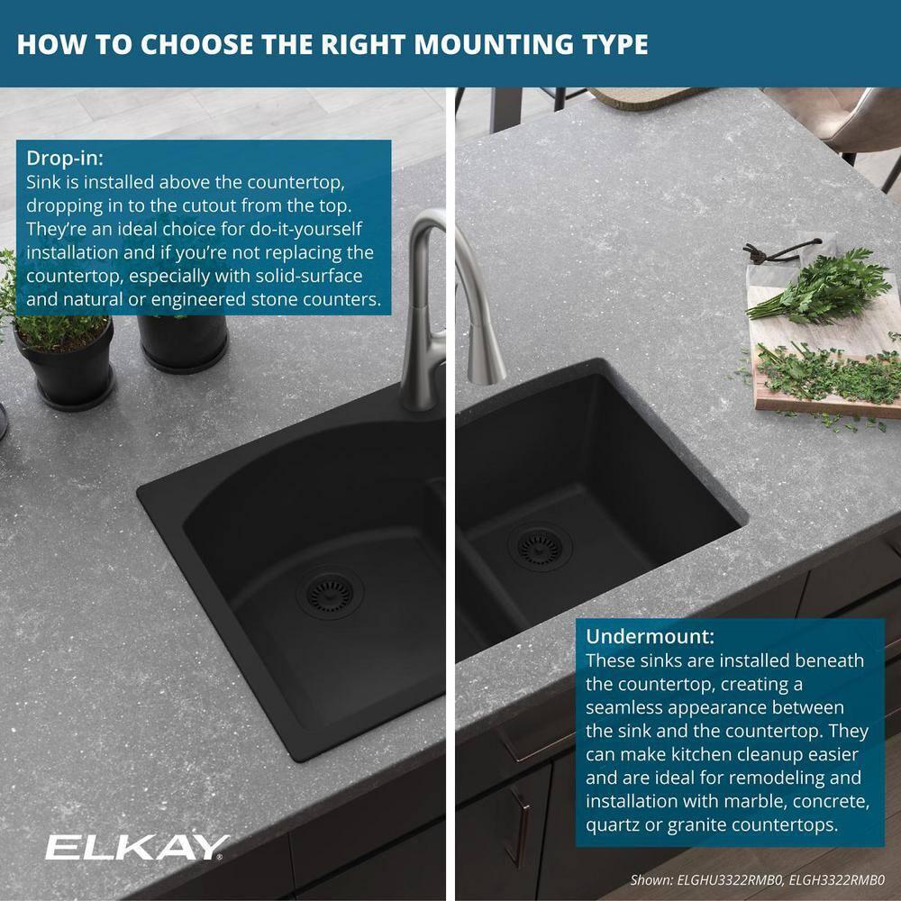 Elkay Quartz Classic 24-5/8" x 18-1/2" x 9-1/2" Single Bowl Undermount Sink, Graphite