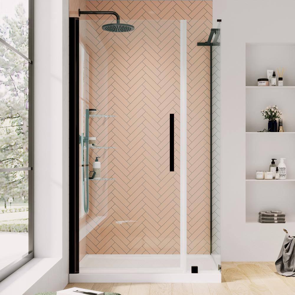 Endless Pasadena 40" W x 72" H Corner Frameless Shower Kit, Door, Panel, Base, Shelves