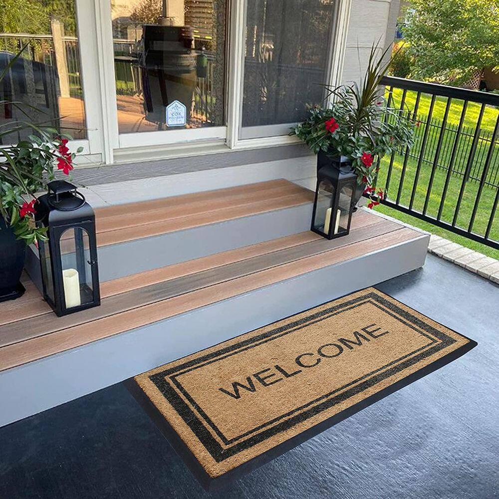 A1HC Natural Coir & Rubber Welcome Door Mat, 30x48, Thick Durable Doormats for, Heavy Duty Large Size Doormat, Anti-Shed Doormat, Fade-Resistant Door mat, Long Lasting, Front Door Entry Doormat