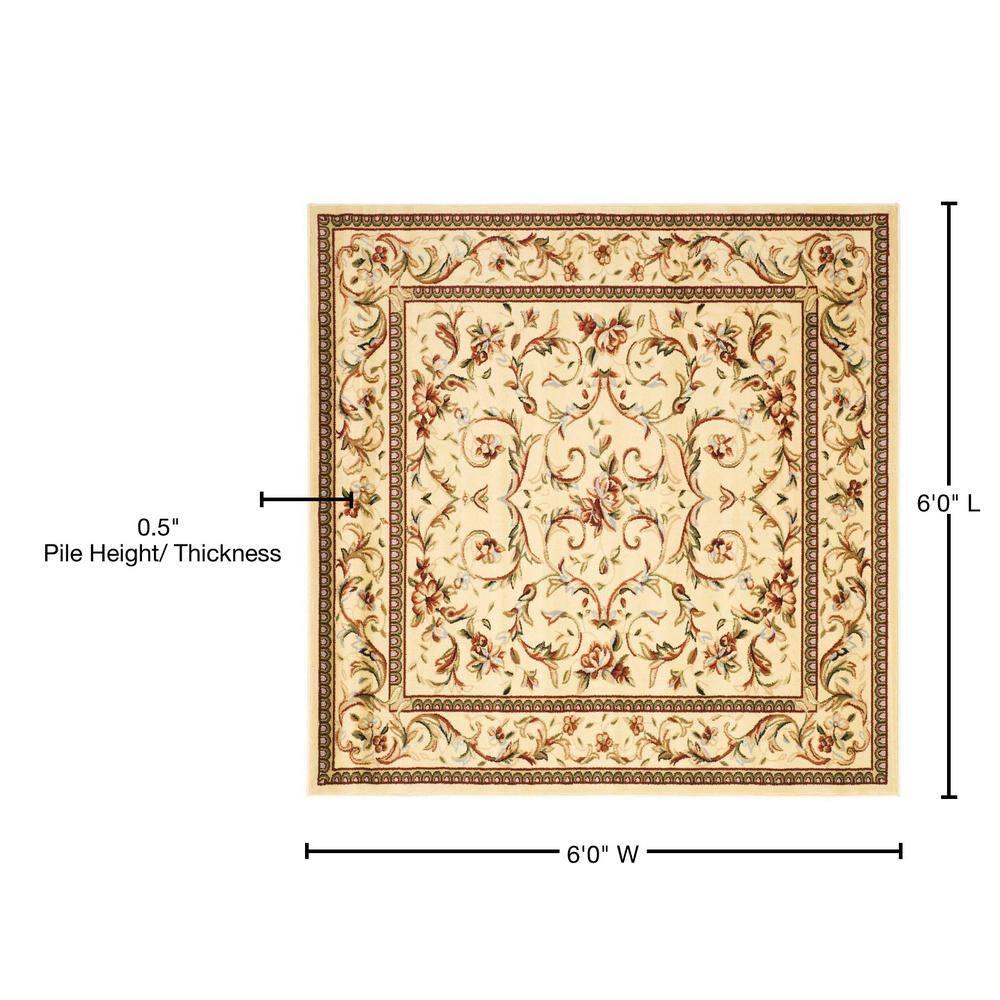 Lyndhurst LNH322 Power Loomed Area Rug - Ivory/Ivory - 6'x6' - Safavieh.