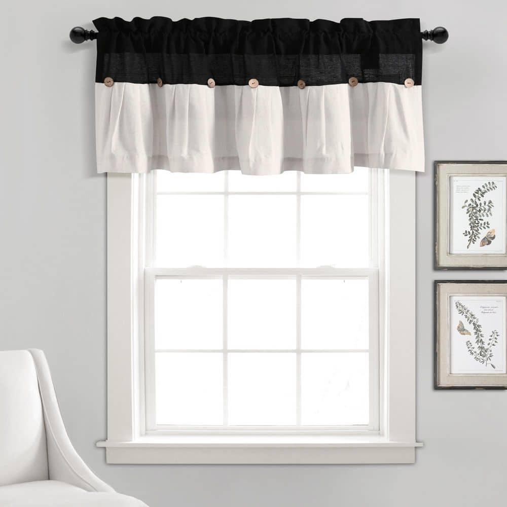 Lush Decor Linen Button Cotton Blend Tailored Window Valance