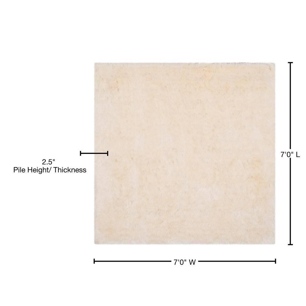 Paris Shag SG511 Hand Tufted Indoor Area Rug - Ivory - 7'x7' Square - Safavieh